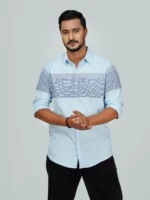 Men’s Casual Full Sleeve Shirt (light blue) - Image 3