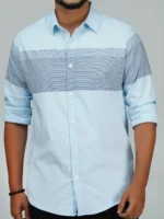 Men’s Casual Full Sleeve Shirt (light blue) - Image 2