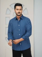 Men’s Casual Full Sleeve Shirt (blue) - Image 3