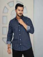 Men’s Casual Full Sleeve Shirt (navy) - Image 3