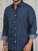 Men’s Casual Full Sleeve Shirt (navy) - Image 2