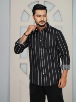 Men’s Casual Full Sleeve Shirt (black) - Image 2