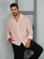 Men’s Casual Full Sleeve Shirt (peach) - Image 3