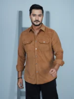Men’s Cord Fabric Full Sleeve Shirt (brown) - Image 2