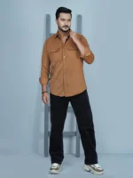 Men’s Cord Fabric Full Sleeve Shirt (brown) - Image 3