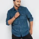 Men’s Cord Fabric Full Sleeve Shirt (navy)