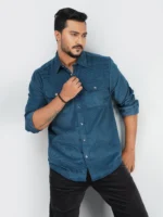 Men’s Cord Fabric Full Sleeve Shirt (navy)
