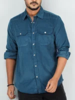 Men’s Cord Fabric Full Sleeve Shirt (navy) - Image 2