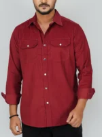 Men’s Cord Fabric Full Sleeve Shirt (red) - Image 2