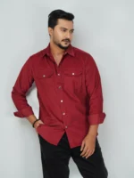 Men’s Cord Fabric Full Sleeve Shirt (red)