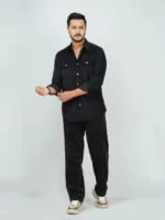 Men’s Cord Fabric Full Sleeve Shirt (black) - Image 2