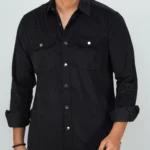 Men’s Cord Fabric Full Sleeve Shirt (black)