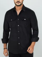 Men’s Cord Fabric Full Sleeve Shirt (black)