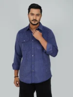 Men’s Cord Fabric Full Sleeve Shirt (blue) - Image 3