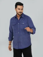 Men’s Cord Fabric Full Sleeve Shirt (blue) - Image 2
