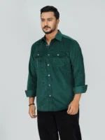 Men’s Cord Fabric Full Sleeve Shirt (green) - Image 2