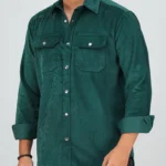 Men’s Cord Fabric Full Sleeve Shirt (green)