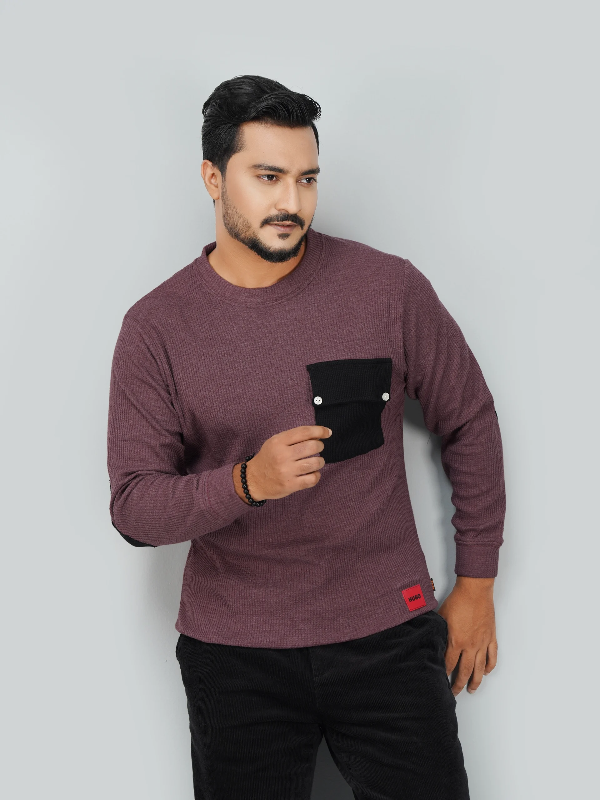 DSC00623 Full Sleeve Sweatshirt with pocket maroon - Image 1