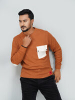 Full Sleeve Sweatshirt with pocket orange - Image 3