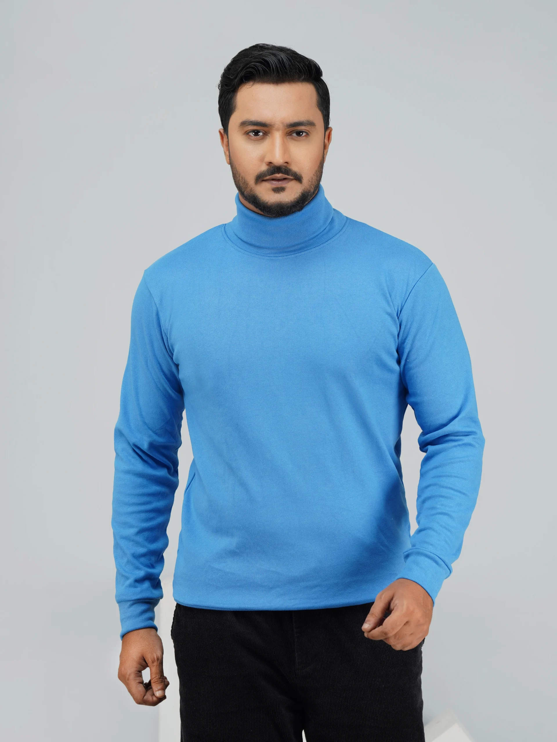DSC00684 Men’s Turtleneck Full Sleeve Sweater Blue - Image 1