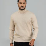 Men’s Turtleneck Full Sleeve Sweater Cream