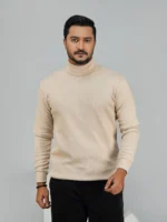 Men’s Turtleneck Full Sleeve Sweater Cream