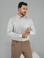 Men's Formal Full Sleeve Shirt ash - Image 2