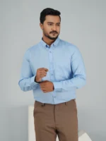 Men’s Formal Full Sleeve Shirt (sky) - Image 3