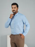 Men’s Formal Full Sleeve Shirt (sky) - Image 2