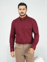 Men’s Formal Full Sleeve Shirt (Maroon) - Image 3