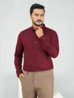 Men’s Formal Full Sleeve Shirt (Maroon) - Image 2