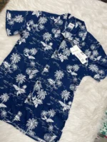 Men's Hawai Shirt floral Deep Blue