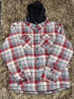 Double Pocket Padded Hooded Flannel Jacket